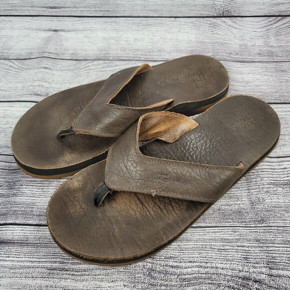 The Kai Kai Brown Leather Slides Flip Flop Comfort Sandals - Picture 2 of 6